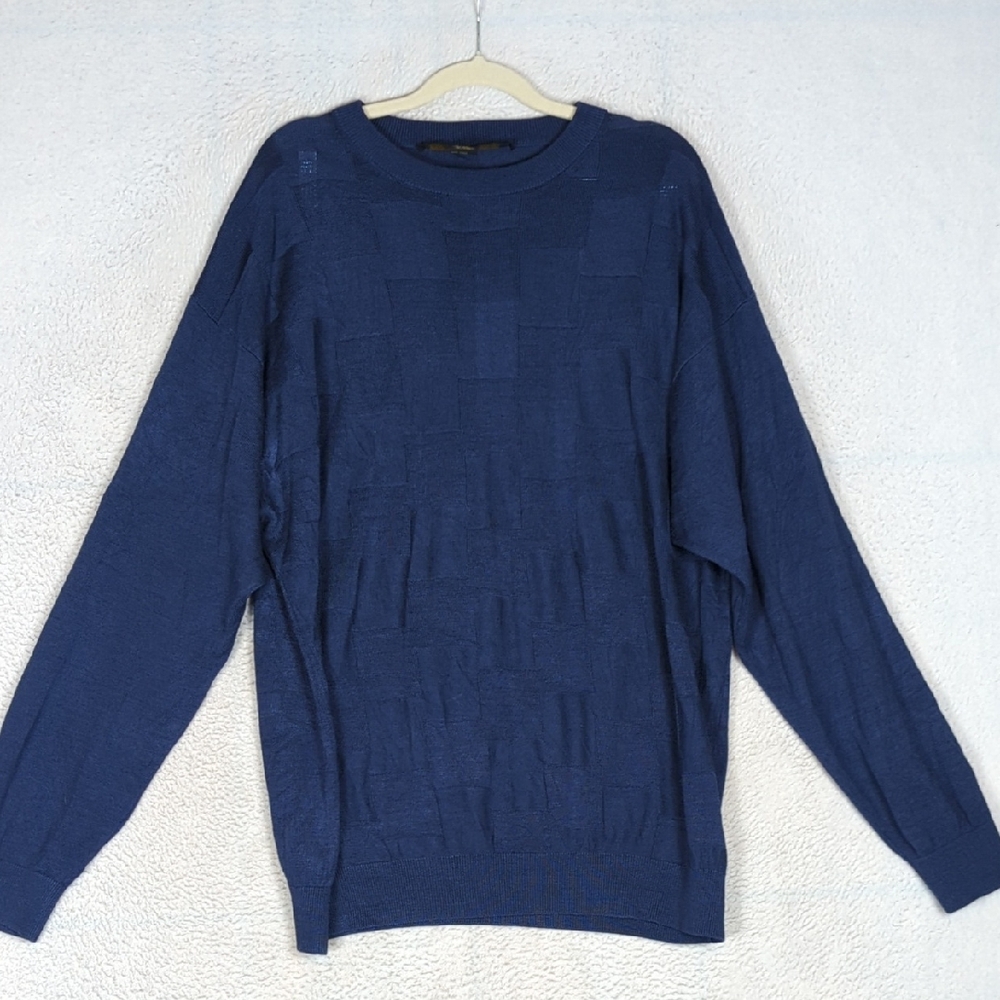 Alan Stuart Men's‎ Blue Silk Crewneck Sweater Size XXL